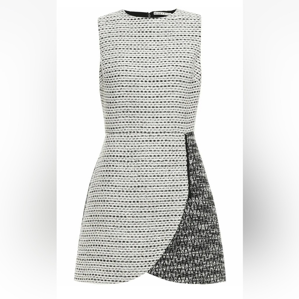 NWT Alice + Olivia Sally Side Zip Boucle Tweed Mini Dress 10 Boucle $440
